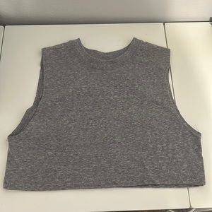 Grey&White Heather Cropped Muscle Tank top, Size: Women’s XS